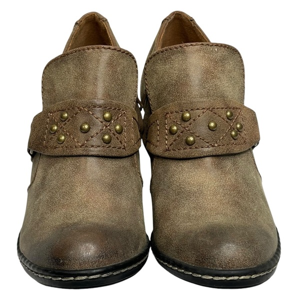 New 2 Lips Too Women Ankle Bootie Light Brown Burnished Toes Slip On & Zip 7.5 - Picture 1 of 14